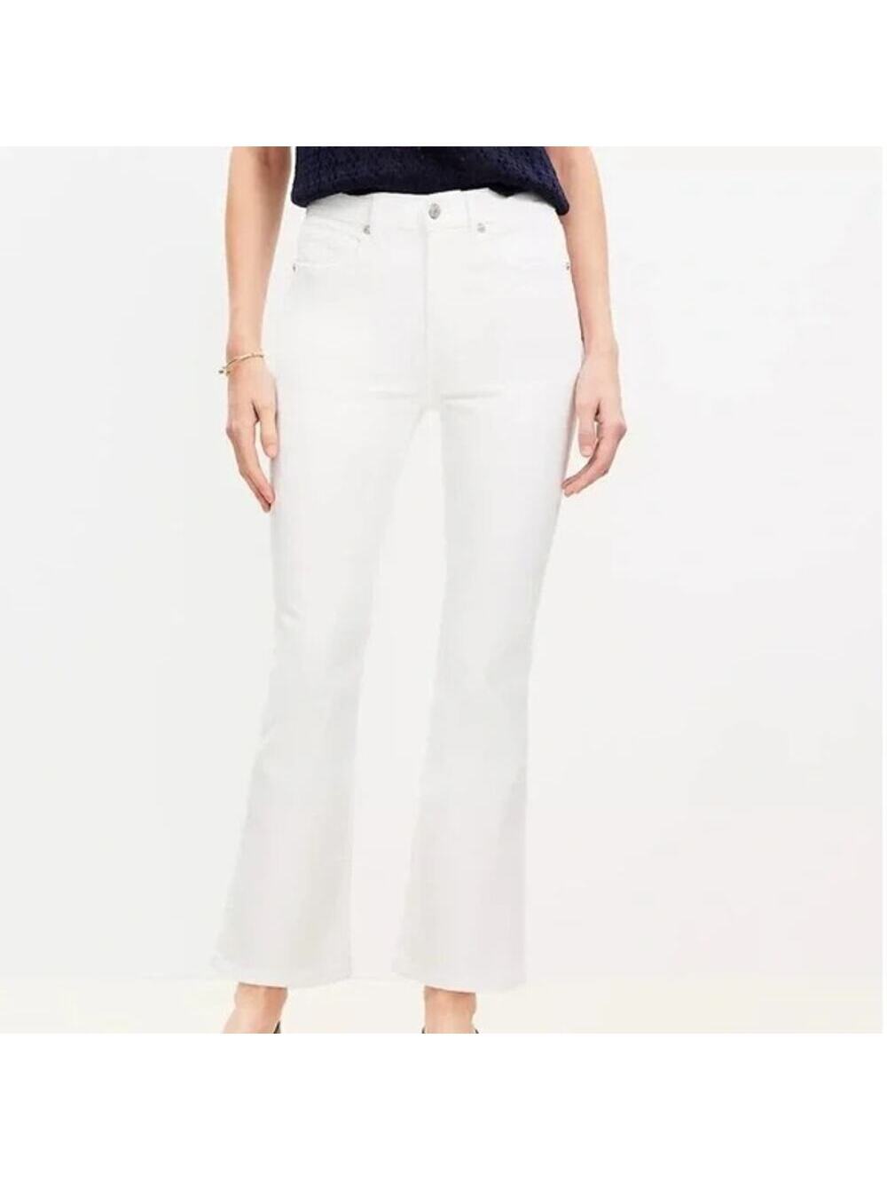 Loft NWOT Women's White The Kick Crop Jeans Size 32/14